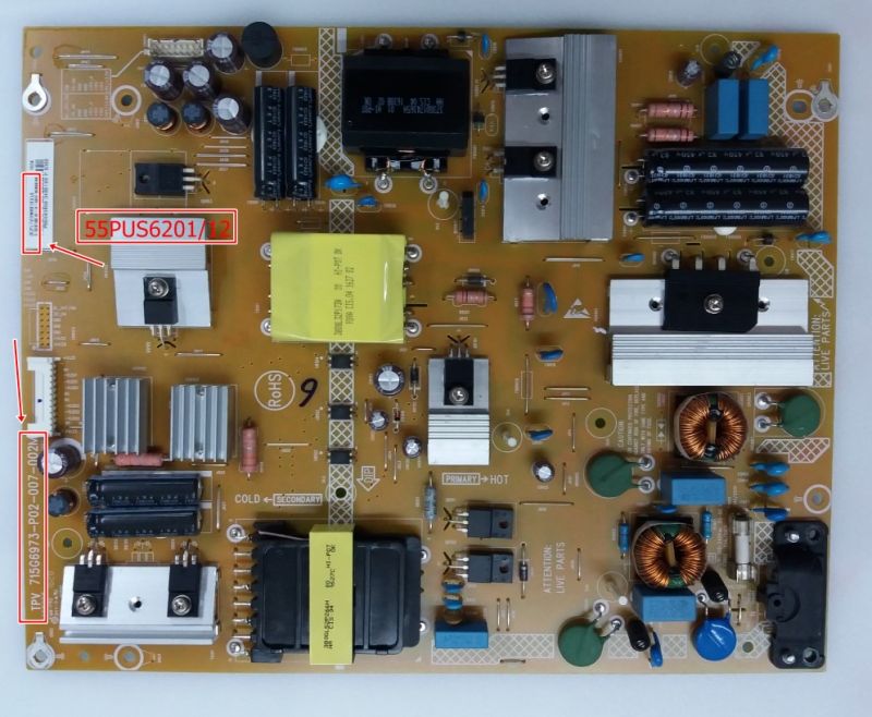 TPV 715G6973-P02-007-002M , 55PUS6201/12 POWER BOARD , X PLTVGW481XXL6