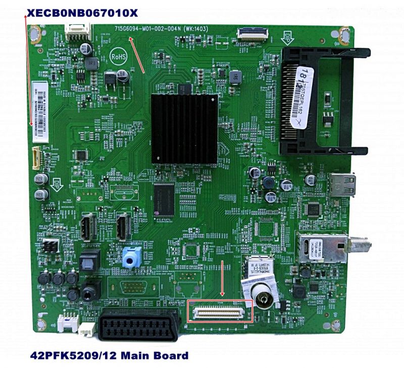 42PFK5209/12 MAINBOARD,715G6094-M01-002-004N, XECB0NB067010X, 705TQEPL162, ESC623001