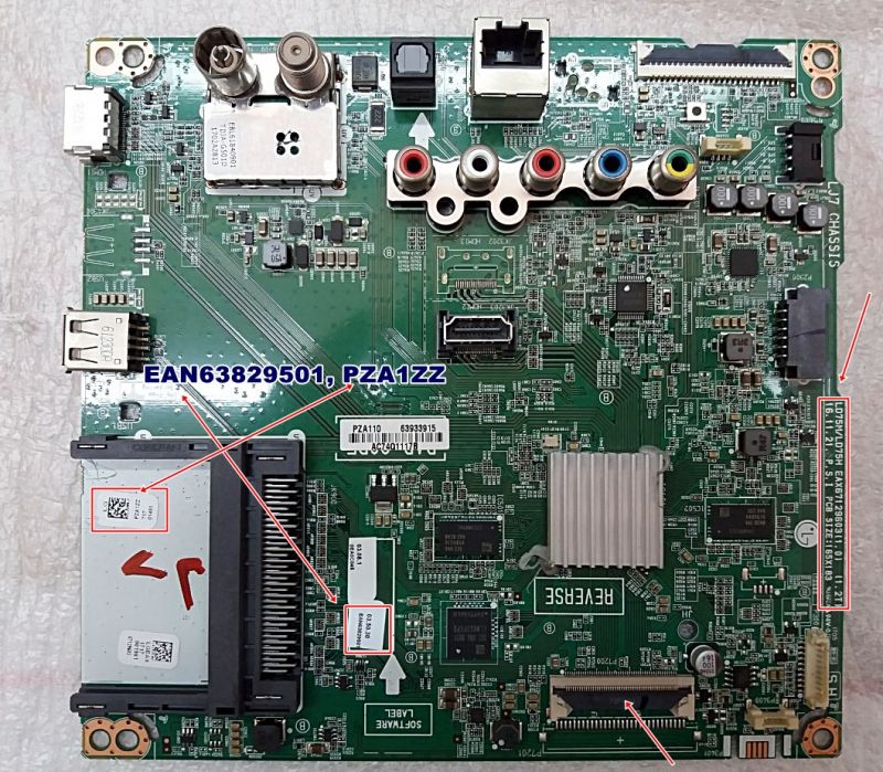 EAX67129603, EAN63829501, PZA1ZZ, PZA110 , PZA 1ZZ LGEAX, LG 43LJ594V MAIN BOARD