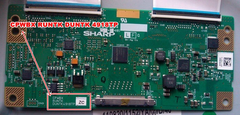 CPWBX RUNTK DUNTK 4918TP ZA ZC ,DUNTK4918TP ,LK400D3LB83 T CON BOARD