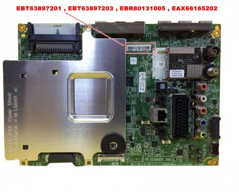 EBT63897201 , EBT63897203 , EBR80131005 , EAX66165202 ,49UF8507 , LG 55UF8507, MAIN BOARD,