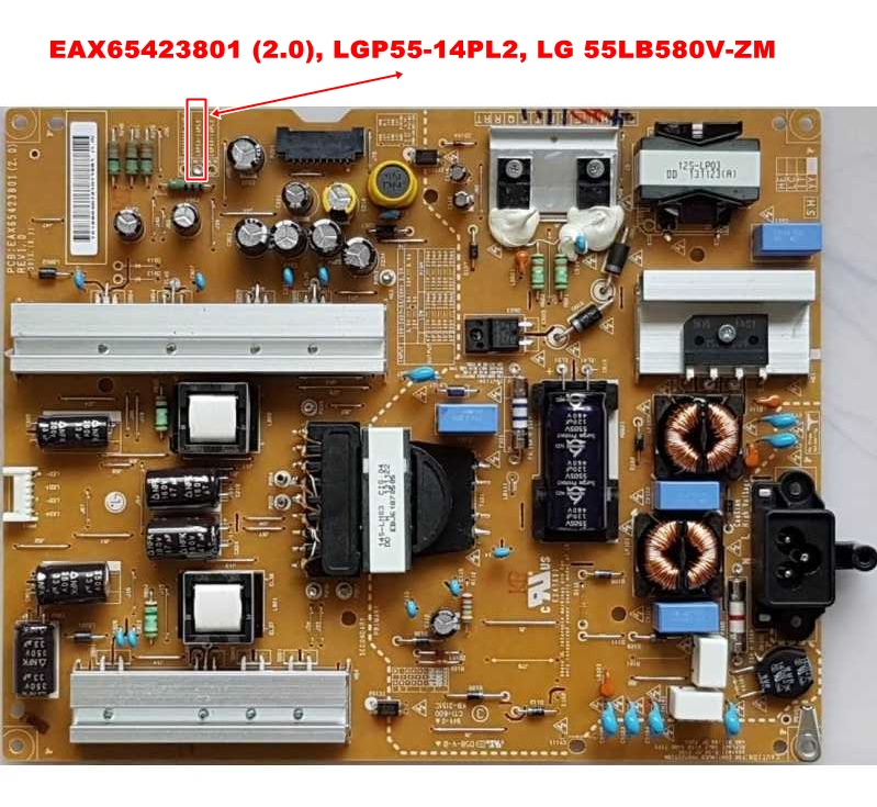 EAX65423801 (2.0), LGP55-14PL2, LG 55LB580V-ZM, 55LB620V POWER BOARD,
