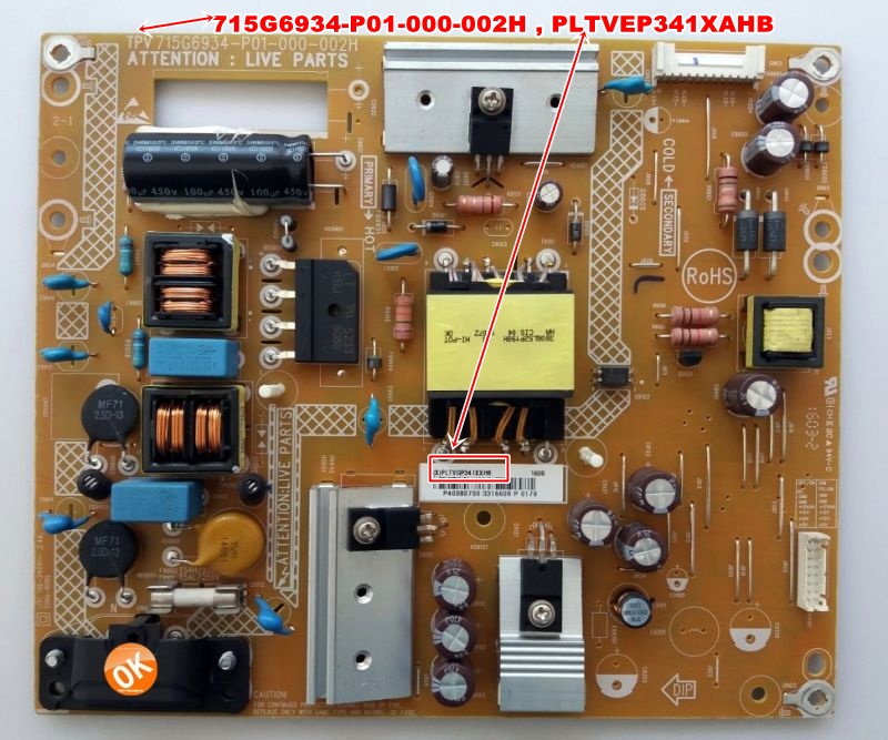 715G6934-P01-000-002H , PLTVEP341XAHB , PHILIPS 40PFH4100/12 Power board