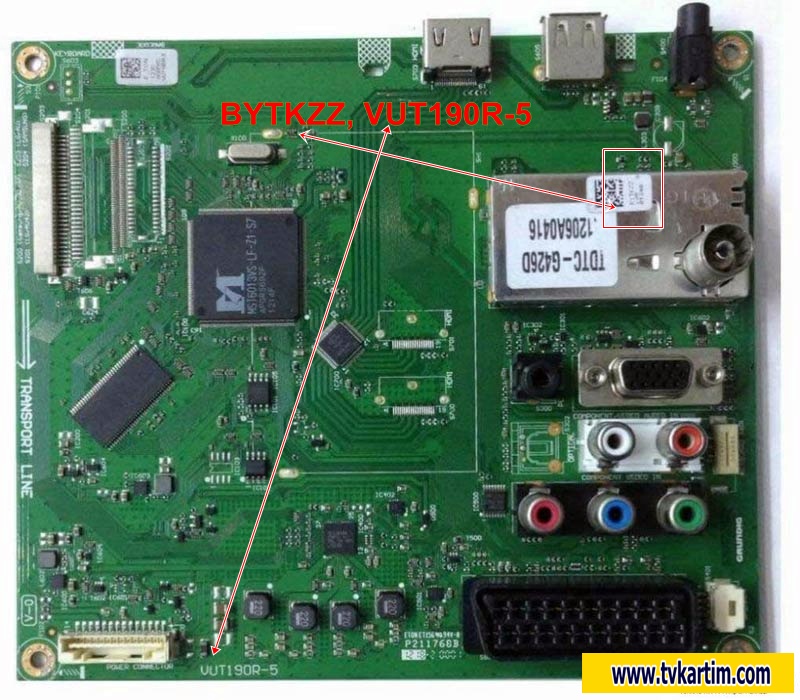 BYTKZZ, VUT190R-5, AUO T315XW03 V3, Main Board Beko B32-LCK-0BL