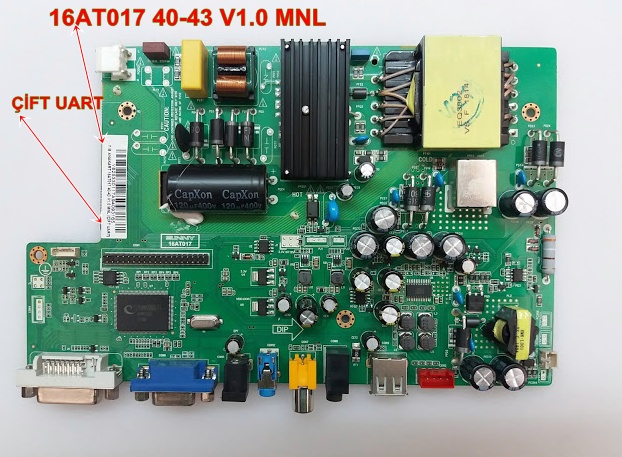 16AT017 40-43 V1.0 MNL ,ÇİFT UART ,AXEN AX40DAB1705 MAIN BOARD