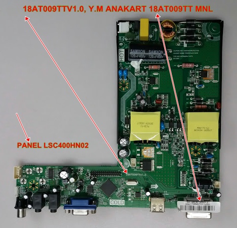 18AT009TTV1.0, Y.M , 18AT009TT MNL ,AX40DAB0937/1032 ANAKART ,HL40DLK0938/1022 ANAKART