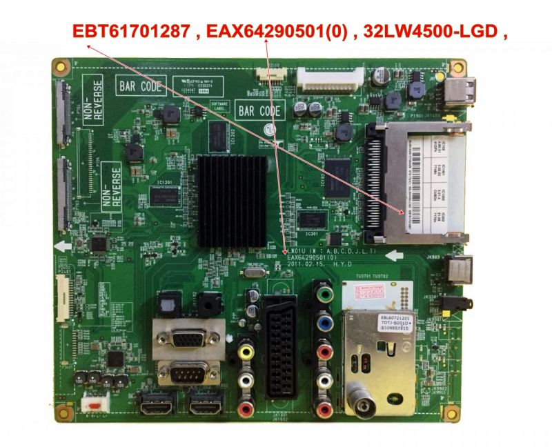 EBT61701287 , EAX64290501(0) , 32LW4500-LGD , LG 32LW4500-ZB , MAIN BOARD