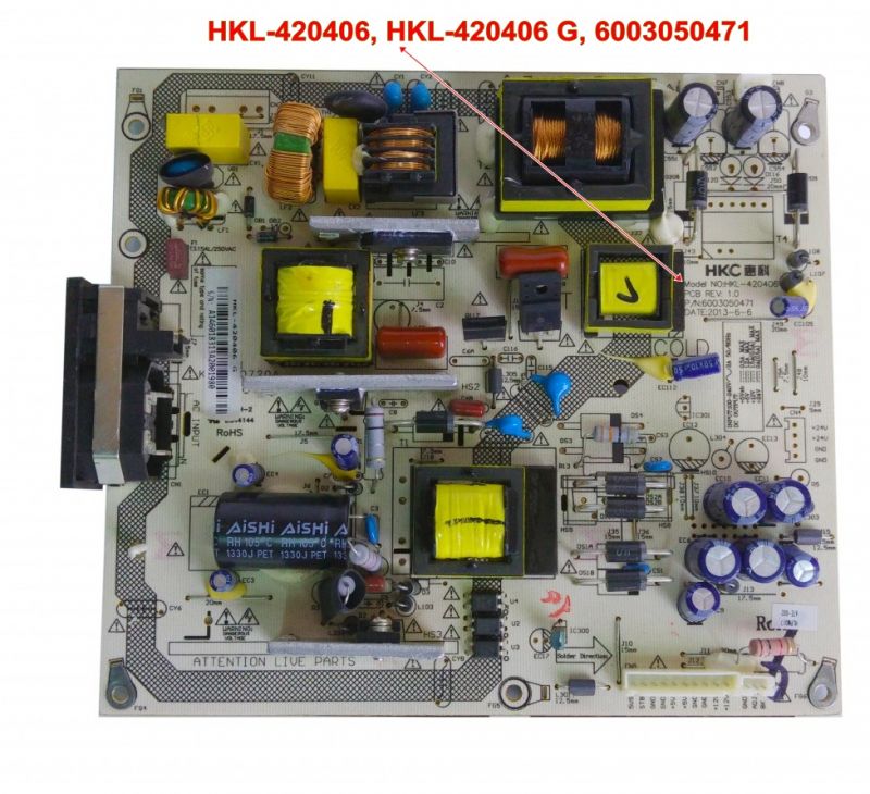 HKL-420406, HKL-420406 G, 6003050471 ,LE100S14FM POWER BOARD, NORDMENDE LE100N9FM